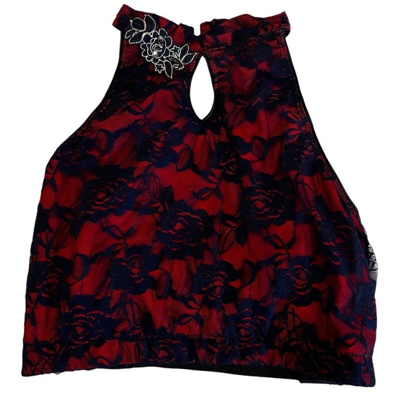 10th House small adult 2 piece dance set navy red lace Applique recital - Picture 2 of 16